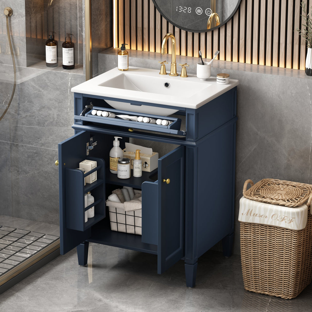 French Bathroom Vanity & Tip-Out Drawer - OROA