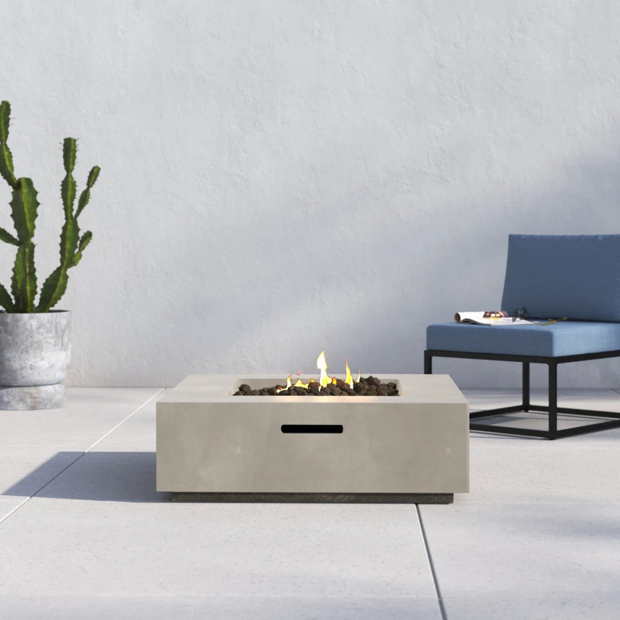 Outdoor Fire Pit Table - Natural / White