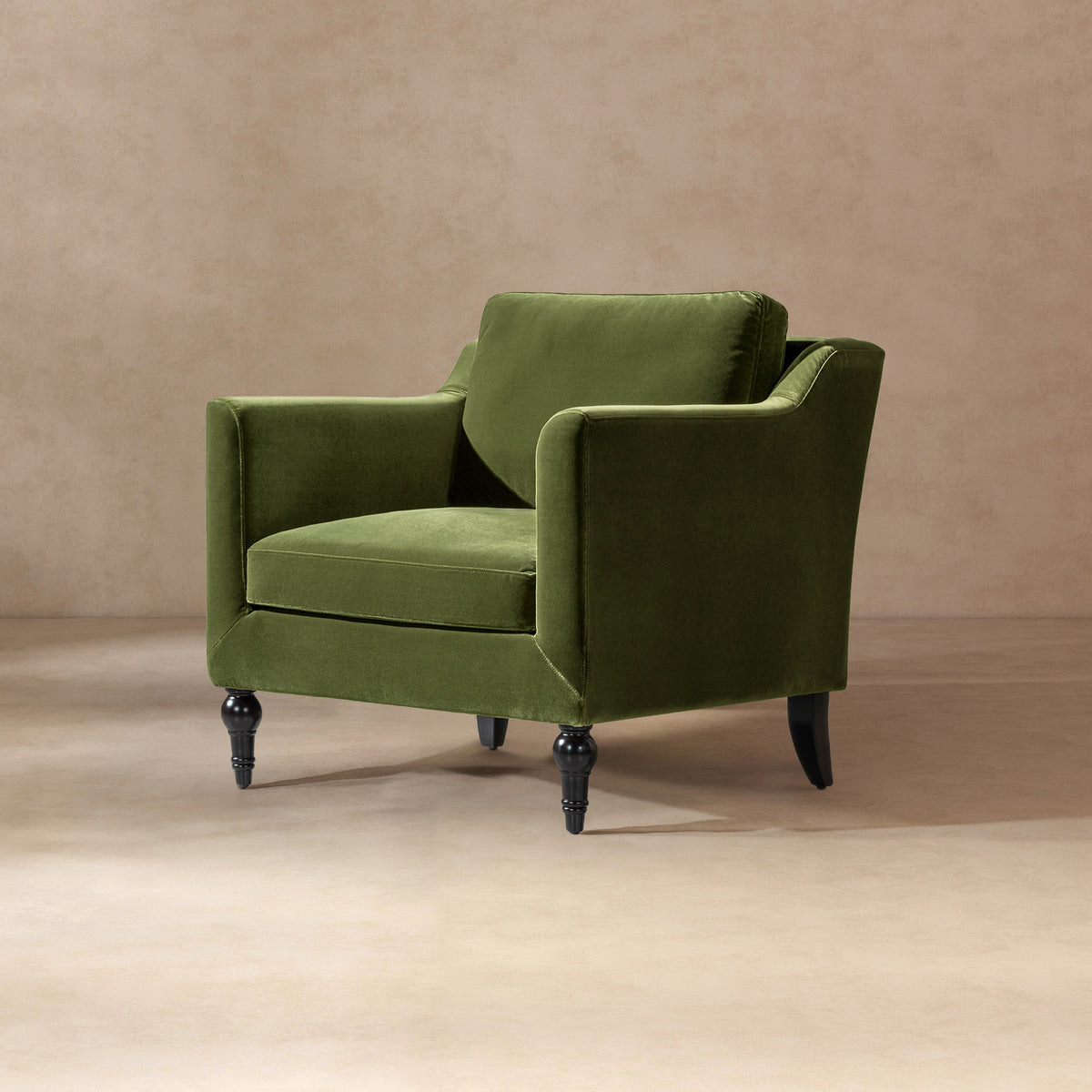 Josephine Upholstered Accent Chair with Wooden Legs, Olive Green Performance Velvet - OROA Online Furniture