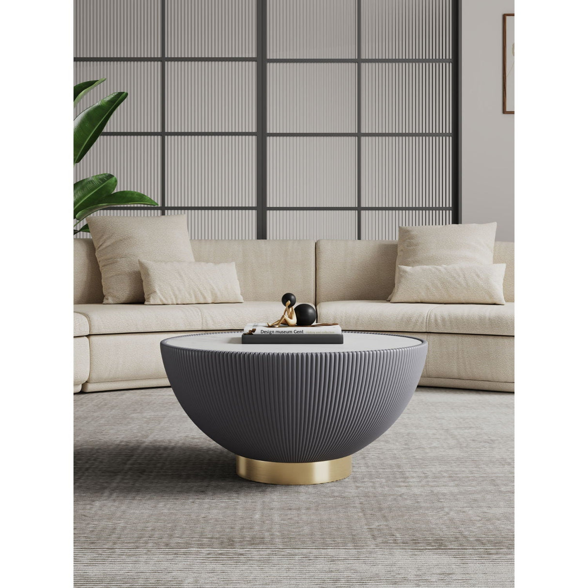 Stylish Coffee Table Round - Gold Base