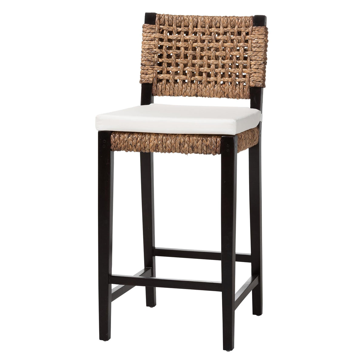 Seagrass and Mahogany Wood Bar Stool – OROA, view 1