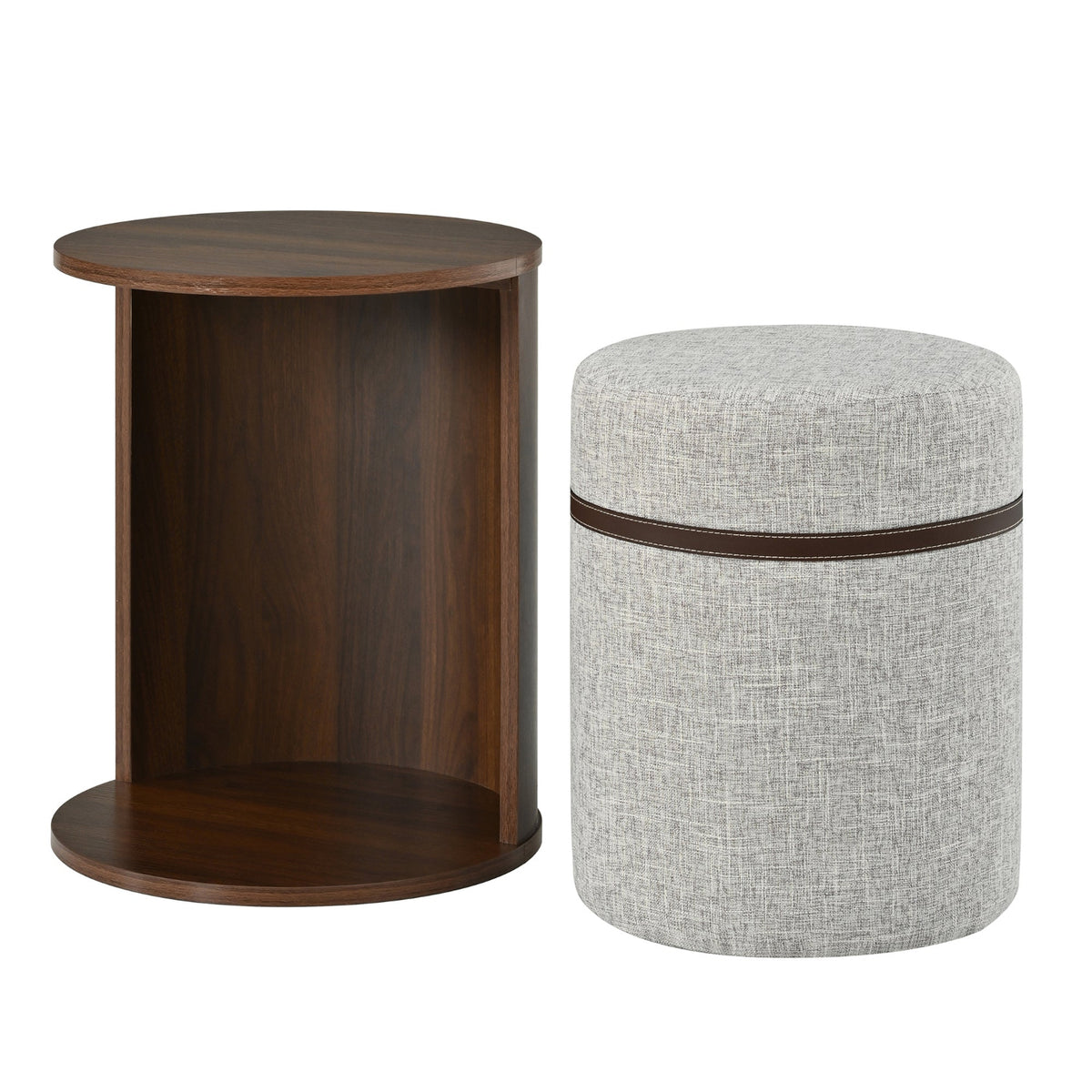 Walnut Side Table with Hidden Stool | Catchy