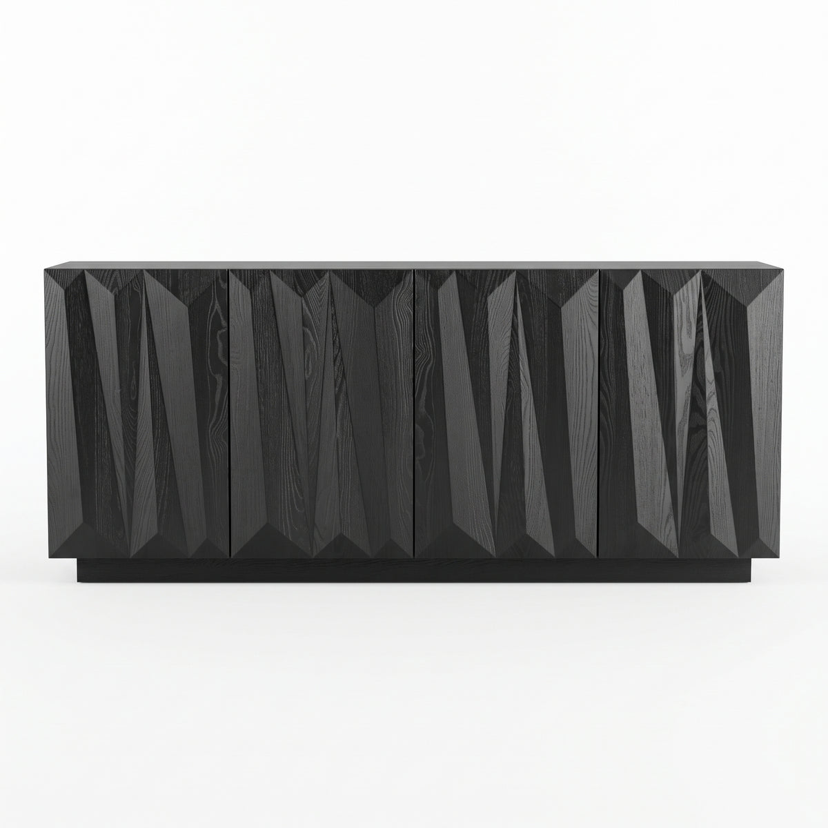 Black Geometric Four-Door Sideboard — front view