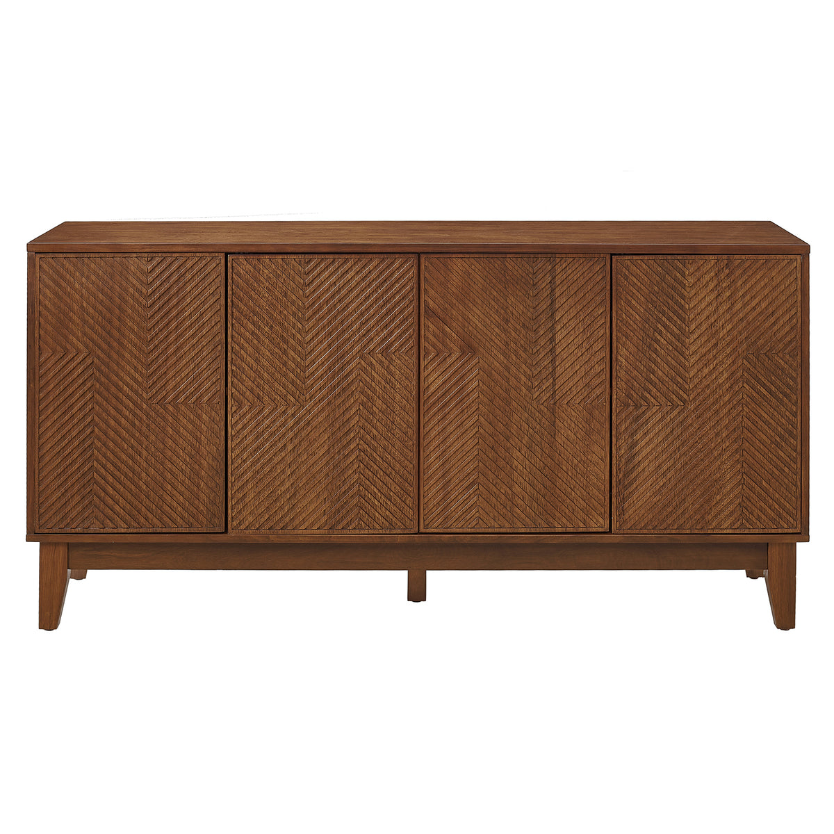 Walnut Geometric Four Door Media Cabinet | Catchy