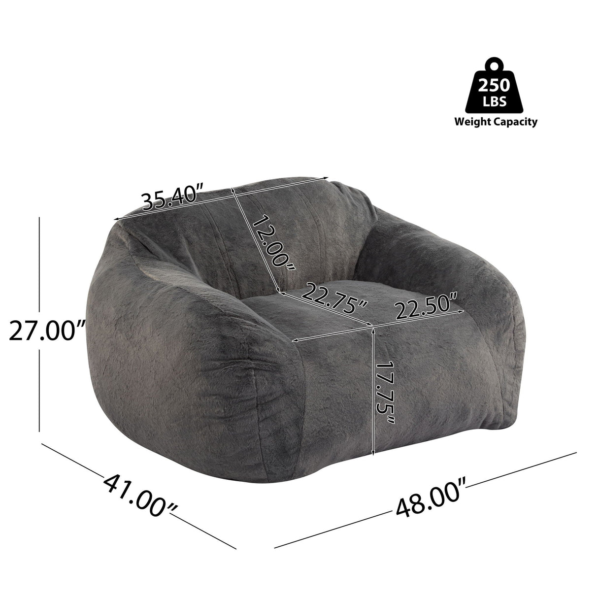 Gray Indoor Bean Bag Chair - OROA