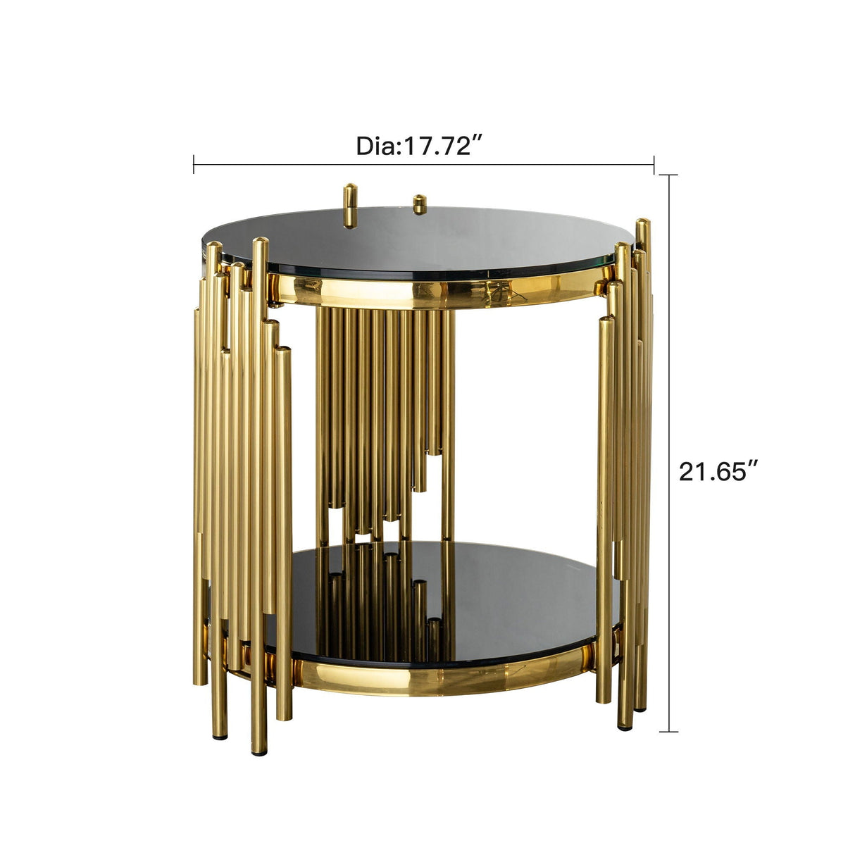 Black & Gold Tempered Glass Round Table - OROA