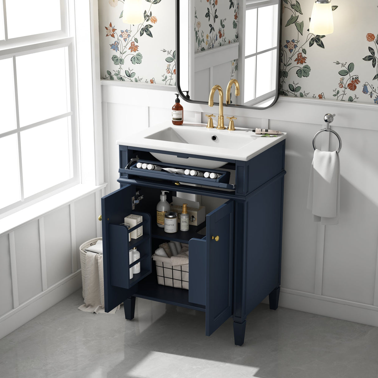 French Bathroom Vanity & Tip-Out Drawer - OROA