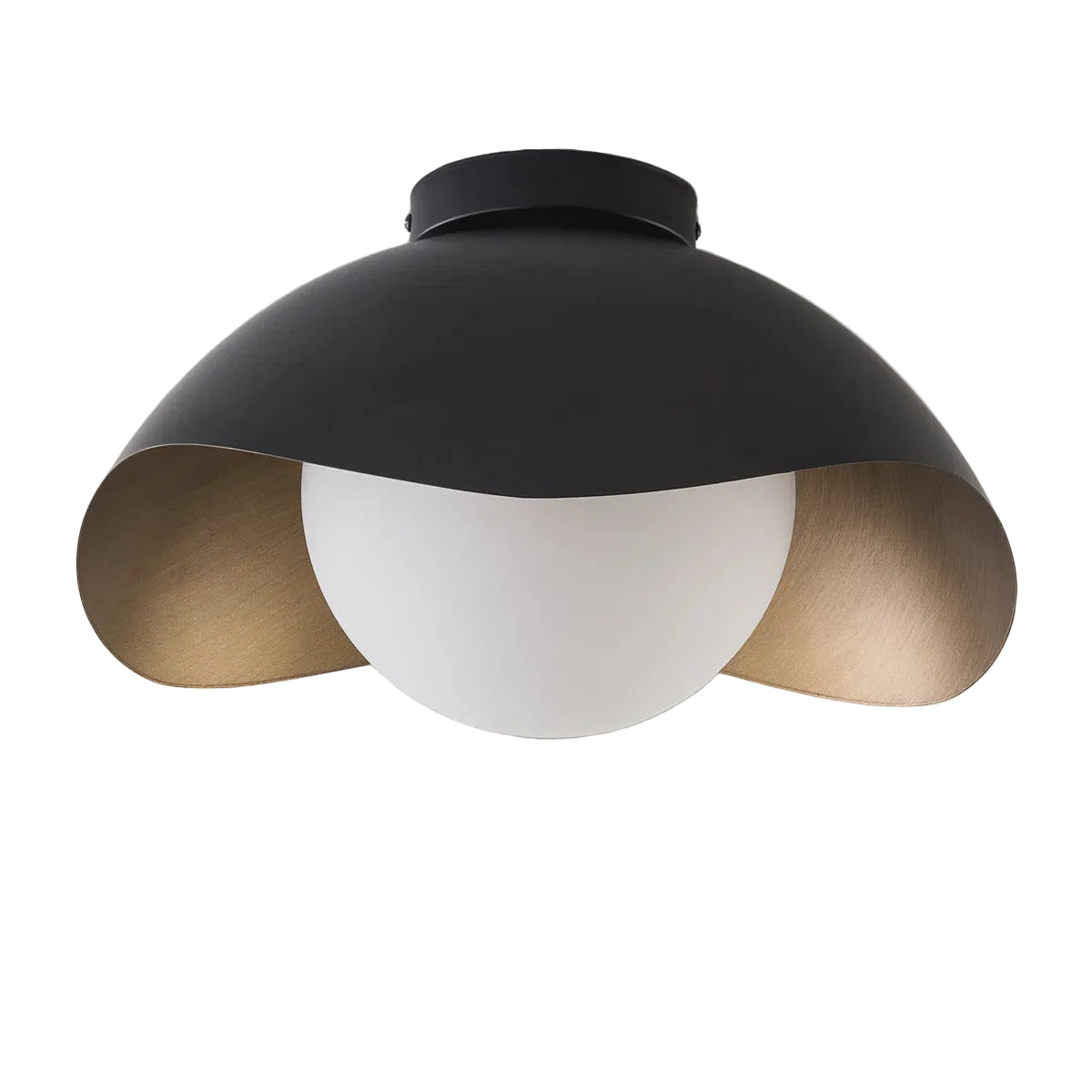 Matte Black and Gold Opal Glass Ceiling Lamp — shade and globe view