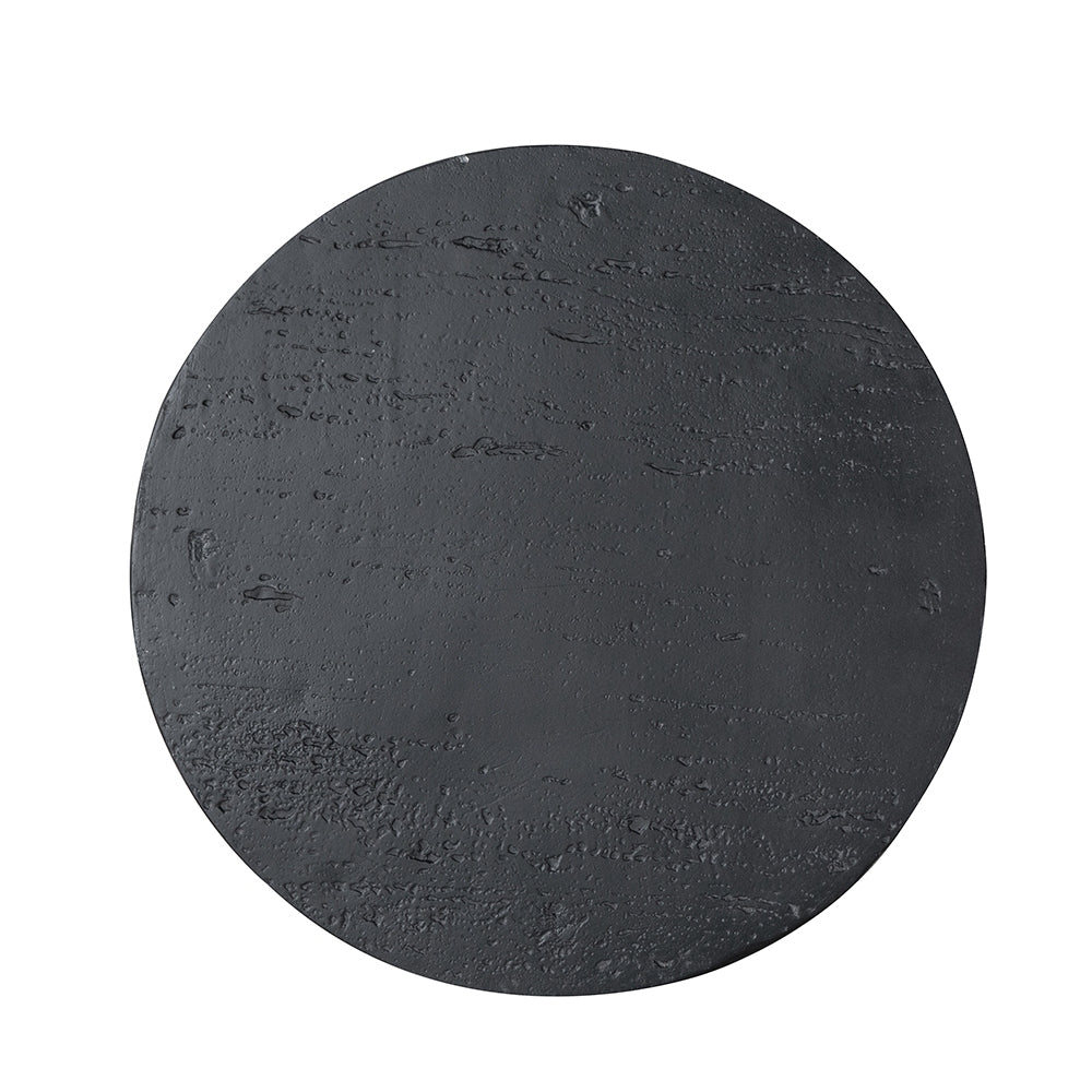 Textured Black Round Pedestal Side Table – OROA, view 4