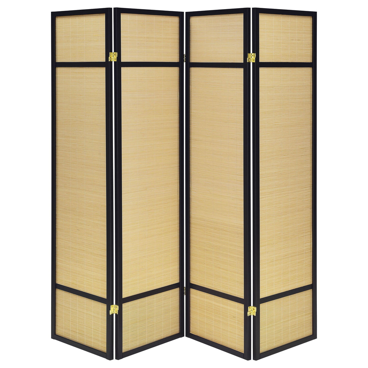 4 Panel Bamboo Room Divider Folding Screen - Natural