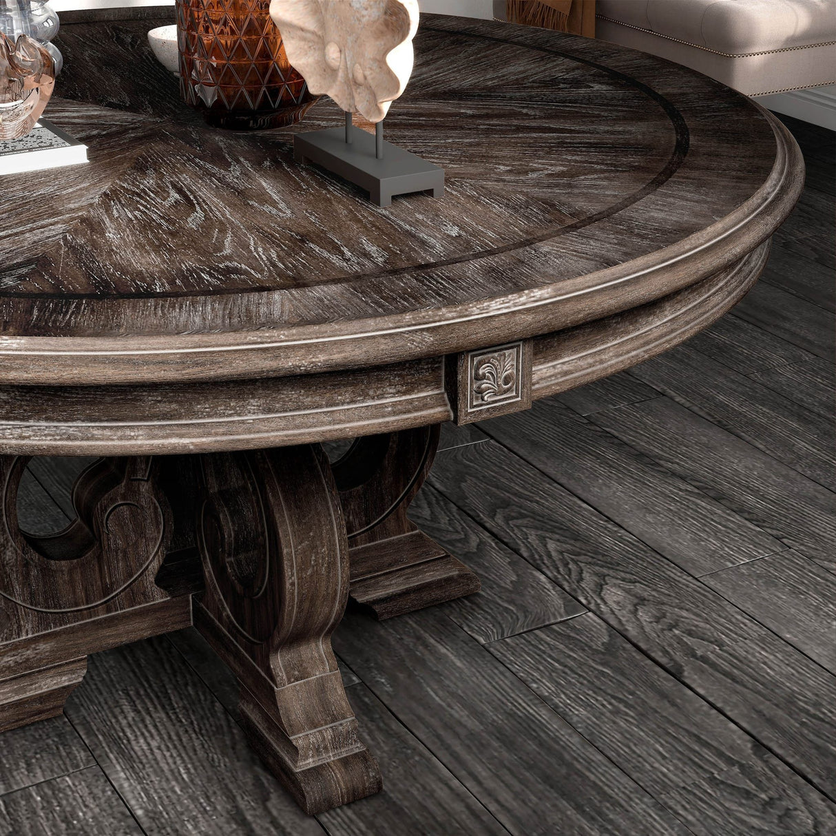 Solid Wood Pedestal Dining Table - OROA