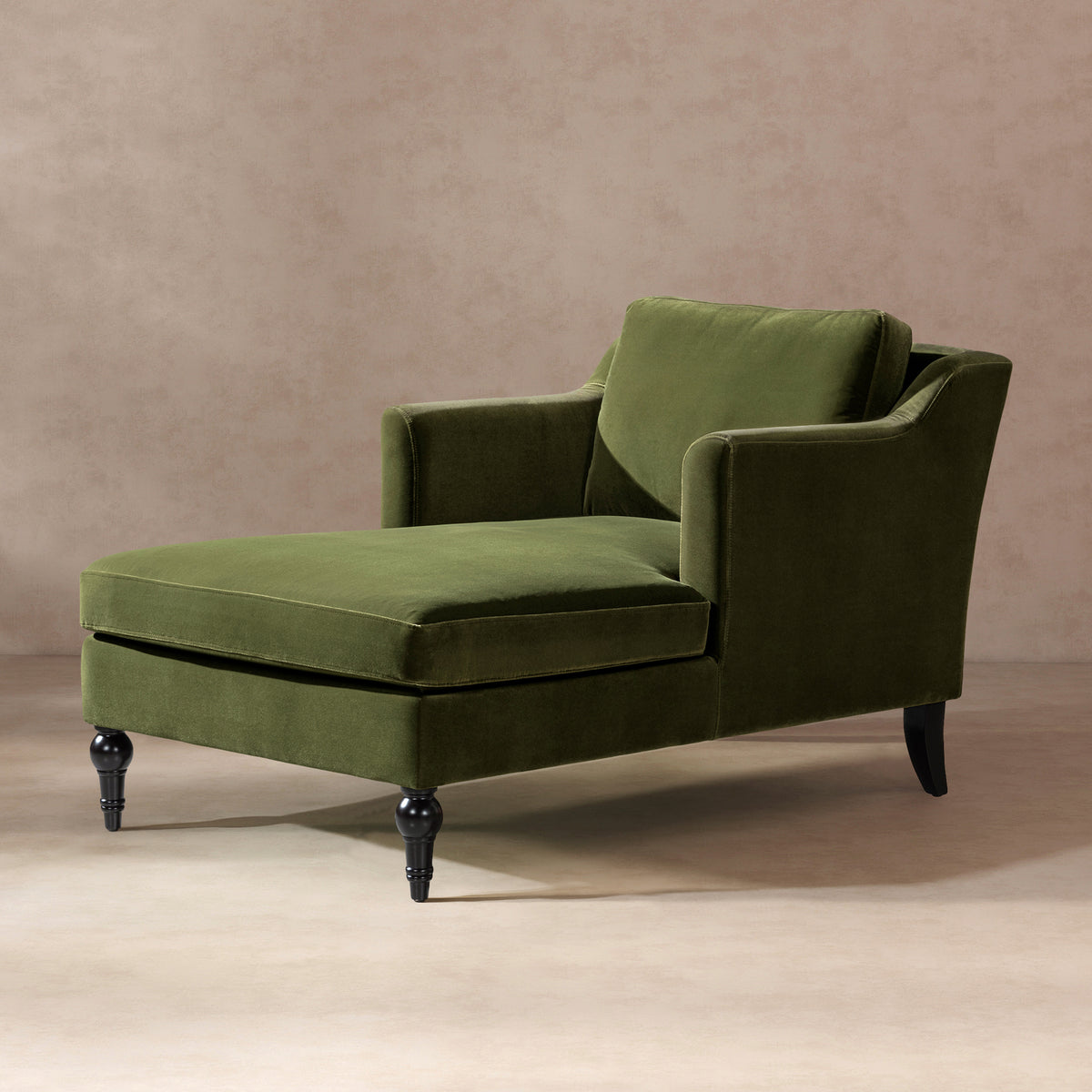 Josephine Upholstered Chaise Lounge, Olive Green Performance Velvet - OROA Modern Furniture