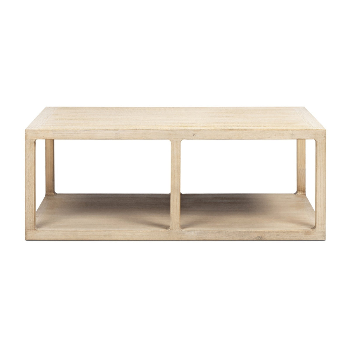 Ellis Reclaimed Pine Open Frame Coffee Table with Lower Shelf, Light Natural Cerused - OROA Online Furniture