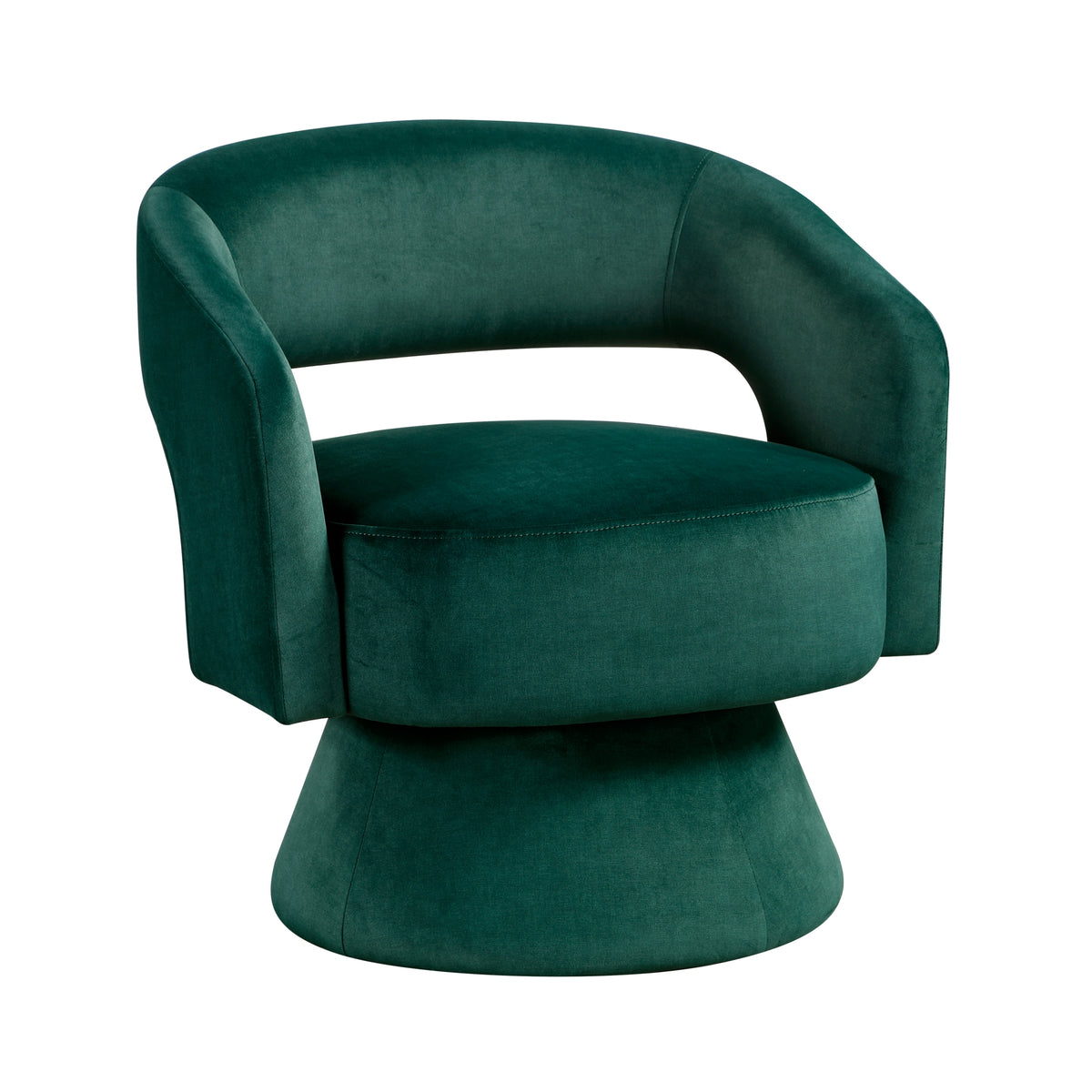 Emerald Green Compact Velvet Swivel Chair – OROA, view 1
