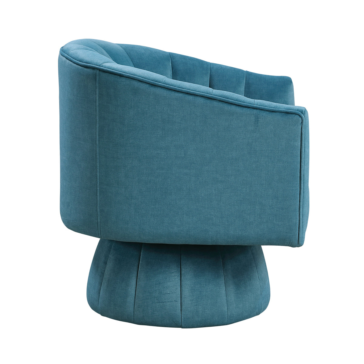 Dark Teal Channel Stitched Velvet Swivel Chair – OROA, view 3