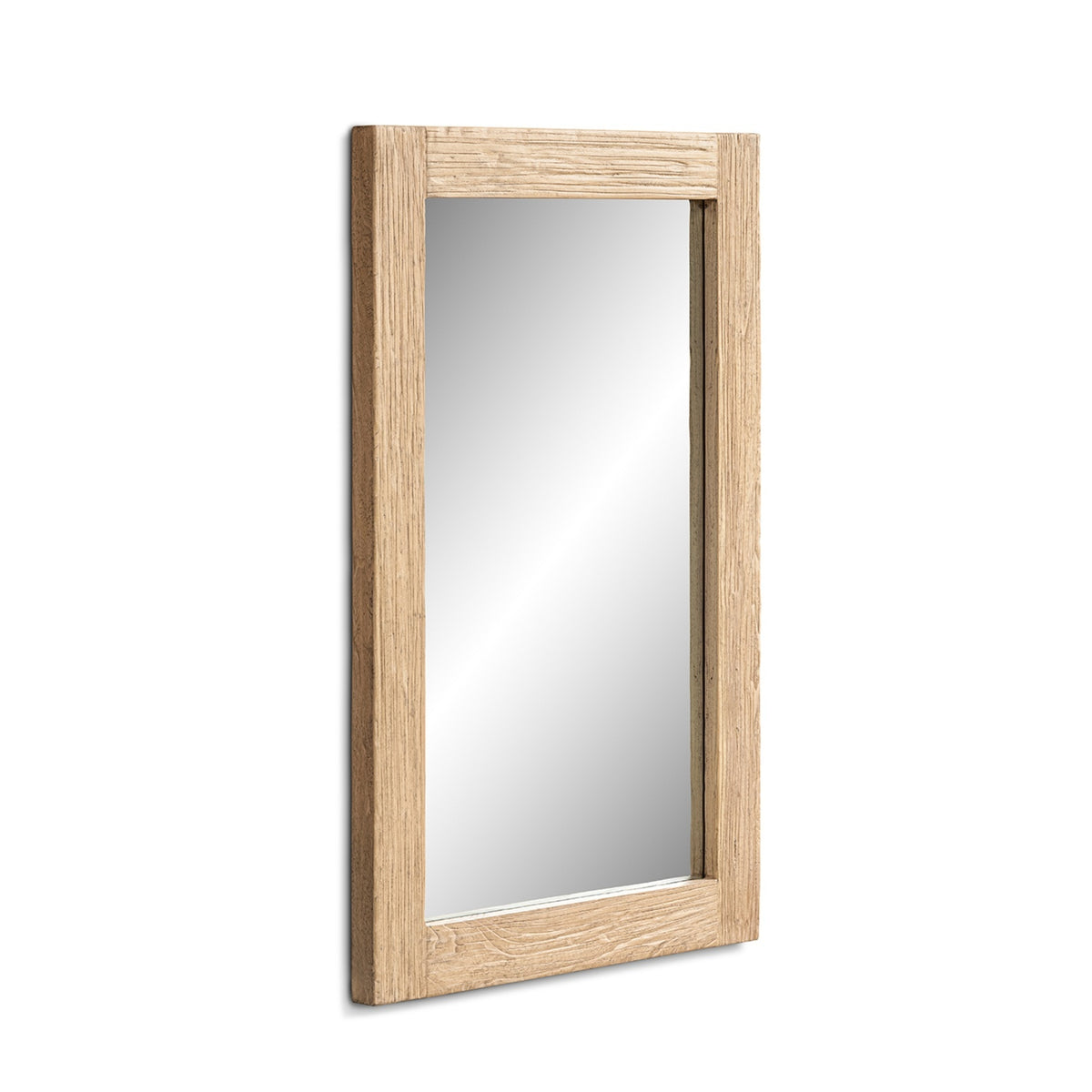 Langford Solid Reclaimed Elm Wall Mirror, Heritage Light Natural Brown - OROA Modern Furniture