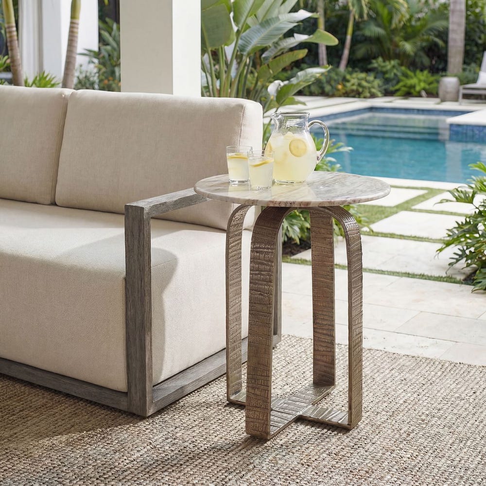Round Marble Indoor/Outdoor Side Table by Uttermost Warner, alternate view 2