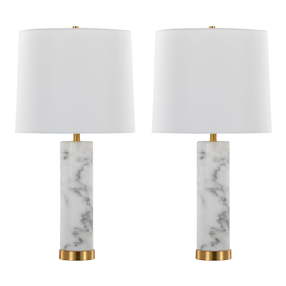 Marabella - Contemporary Marble Table Lamp (S/2)- Brass / White