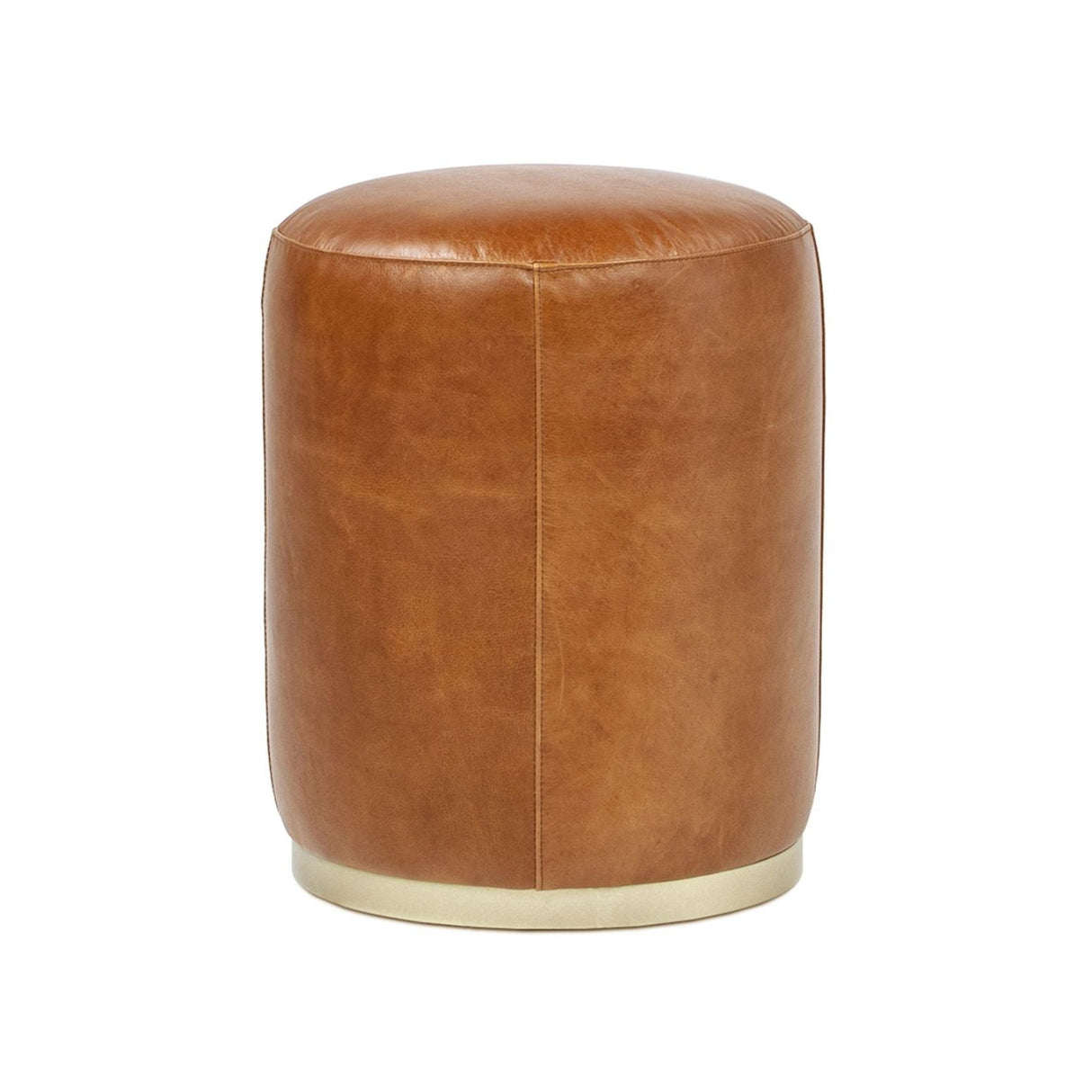 Round Brown Leather Ottoman - OROA