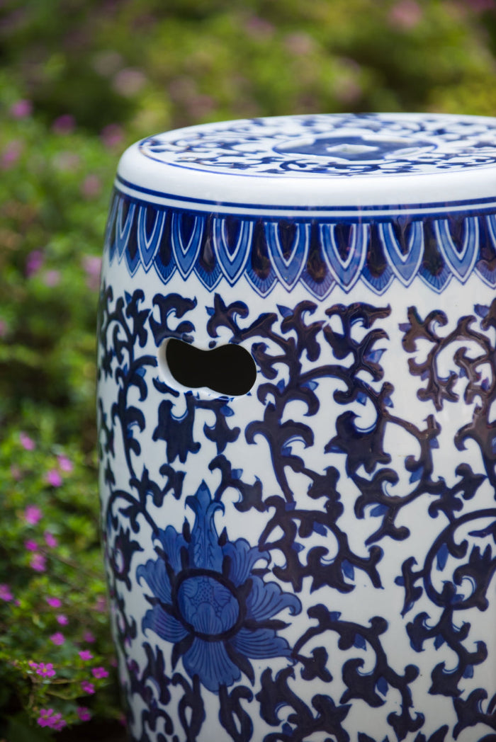 Blue and White Porcelain Garden Stool | OROA