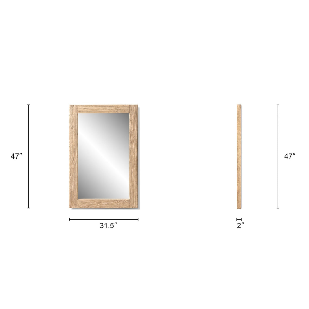 Langford Solid Reclaimed Elm Wall Mirror, Heritage Light Natural Brown - OROA Modern Furniture