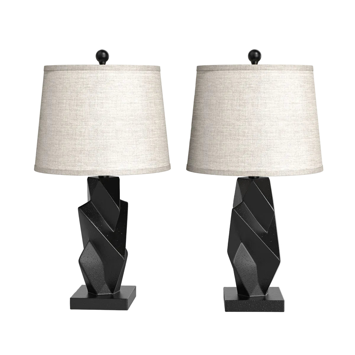 Black Sculptural Resin USB-C Table Lamps — pair with sculptural black bases