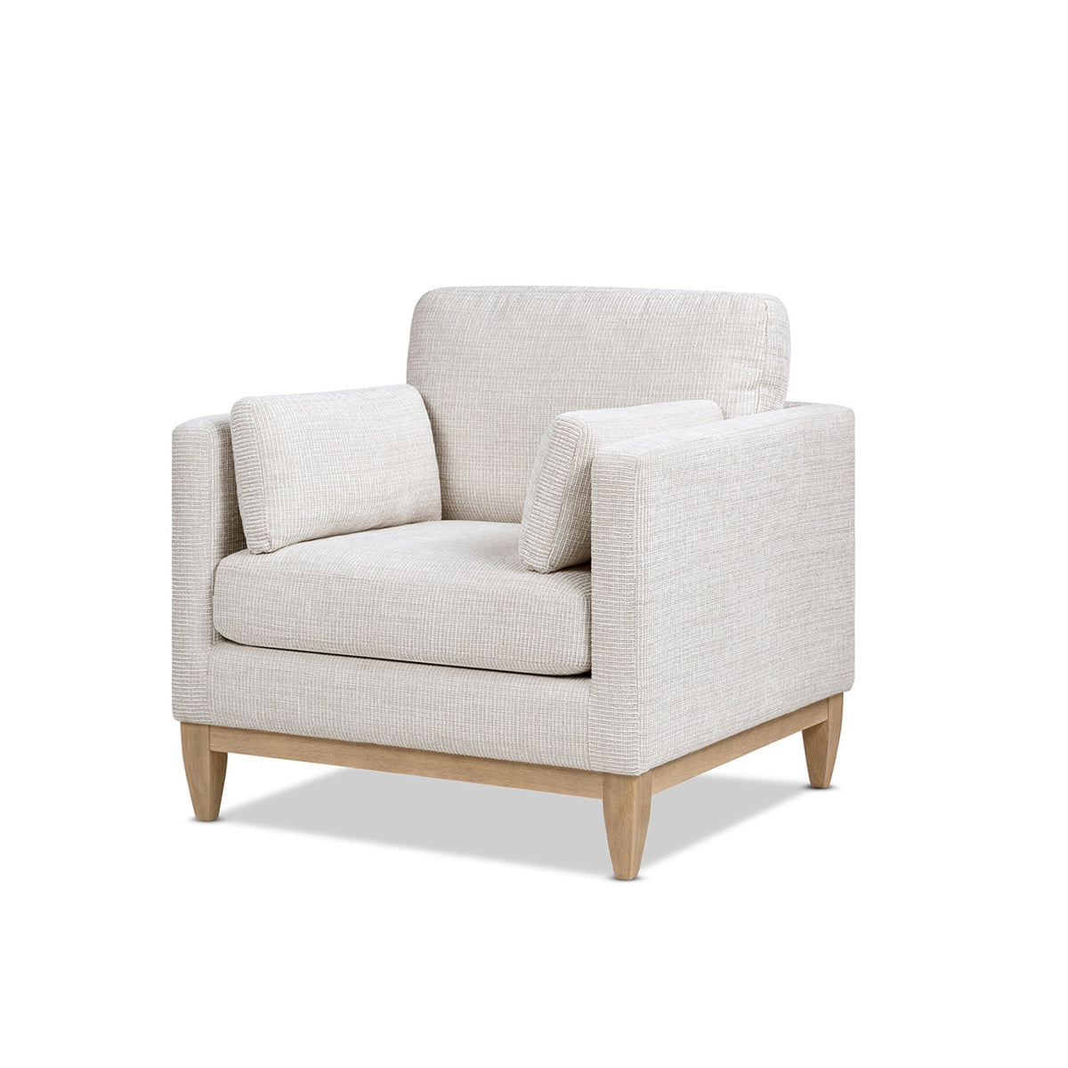 Knox Modern Farmhouse Arm Chair, Light Beige Chenille with Pinewood Frame - OROA Online Furniture