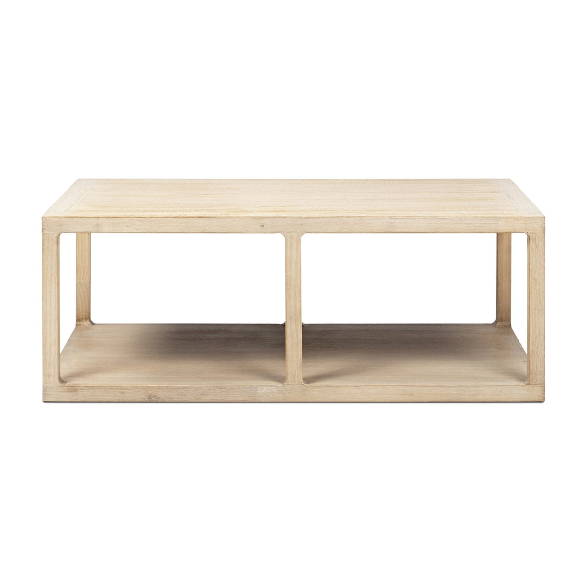 Ellis Reclaimed Pine Open Frame Coffee Table with Lower Shelf, Light Natural Cerused - OROA Online Furniture