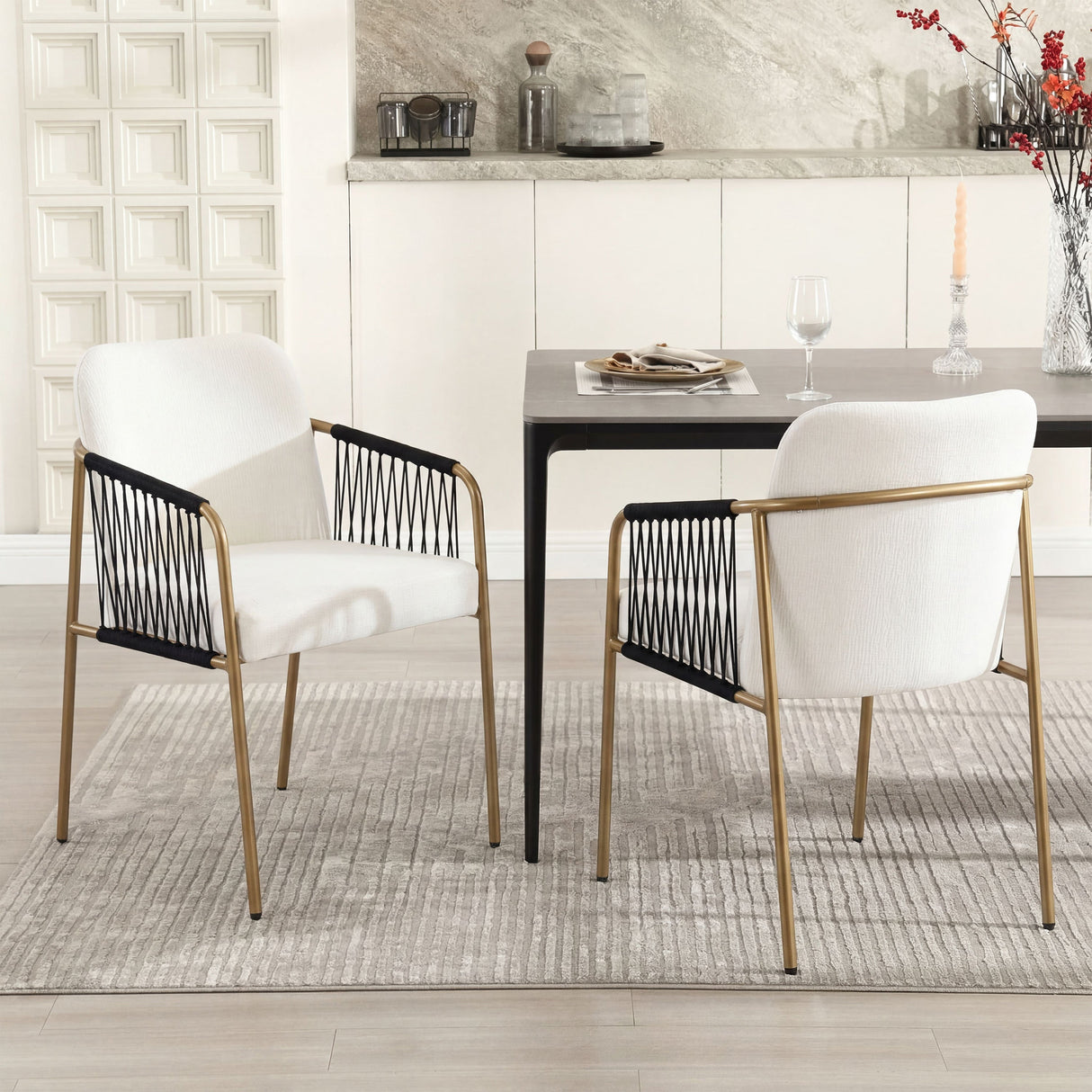 Modern Glam Upholstered Dining Chairs (S/2) - OROA