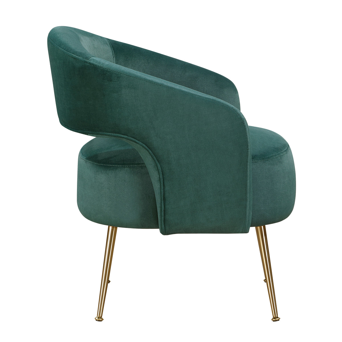Dark Green Velvet Gold Leg Accent Chair – OROA, view 3