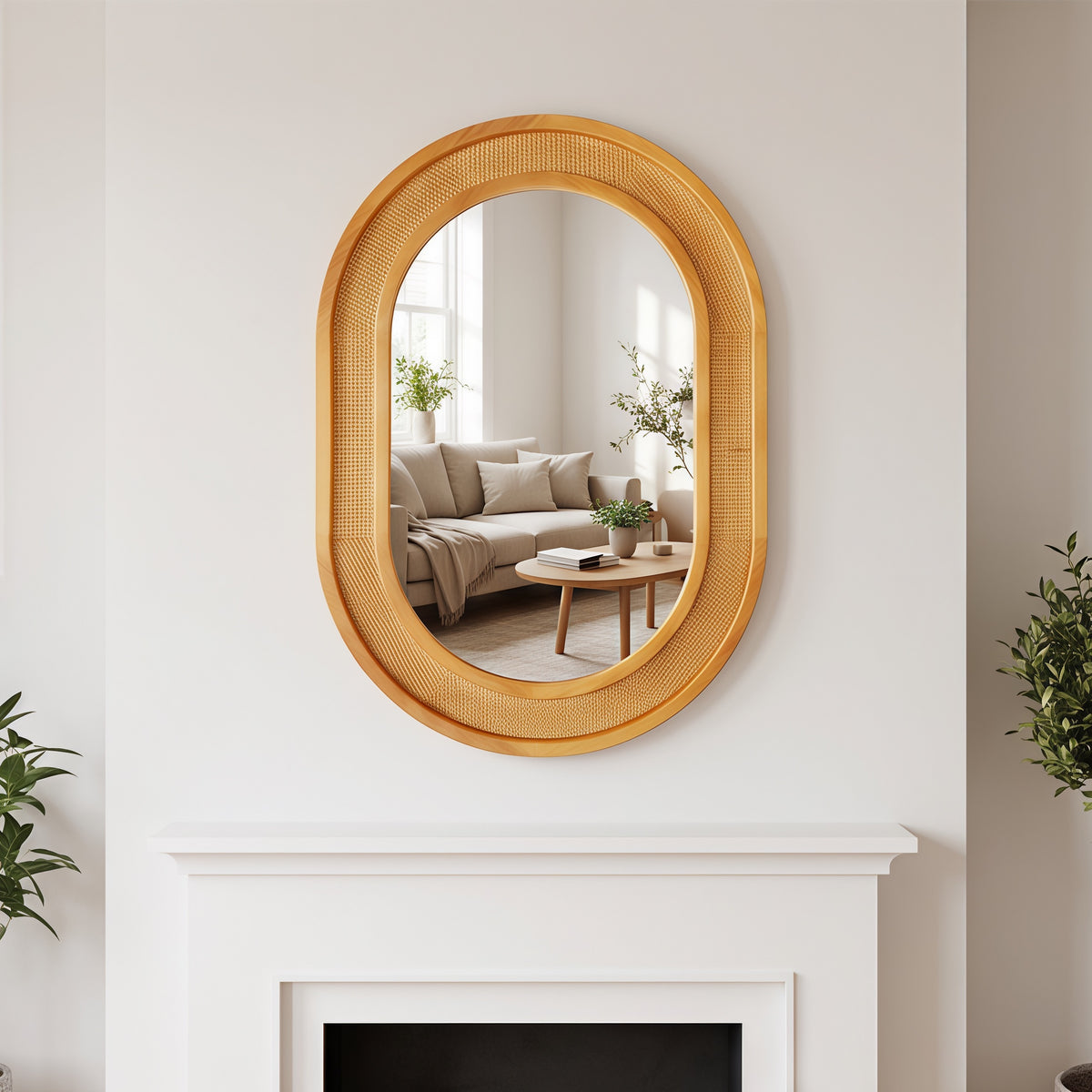 Natural Rattan Oval Wall Mirror – OROA, view 2