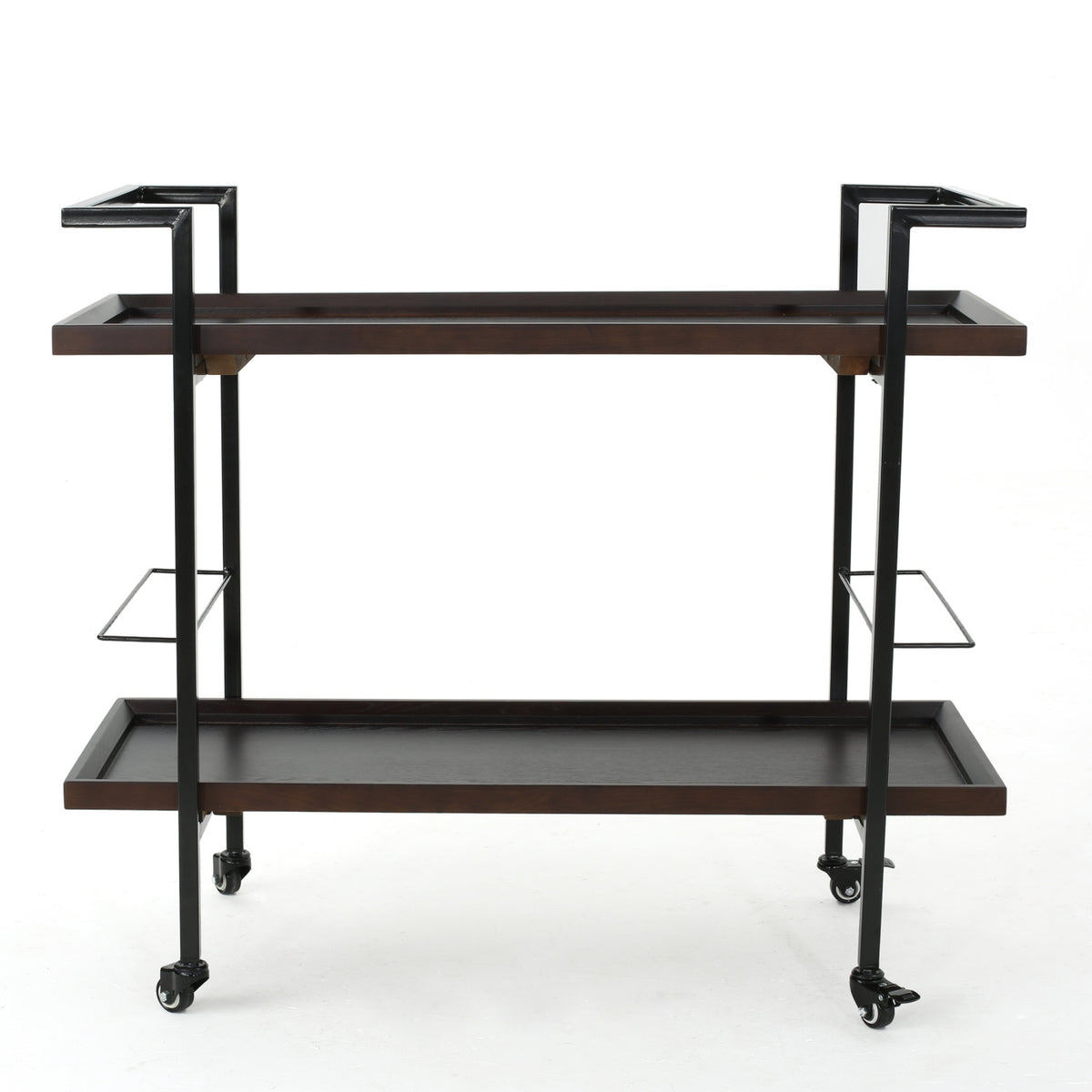 Modern Industrial Walnut Wood Bar Cart | OROA