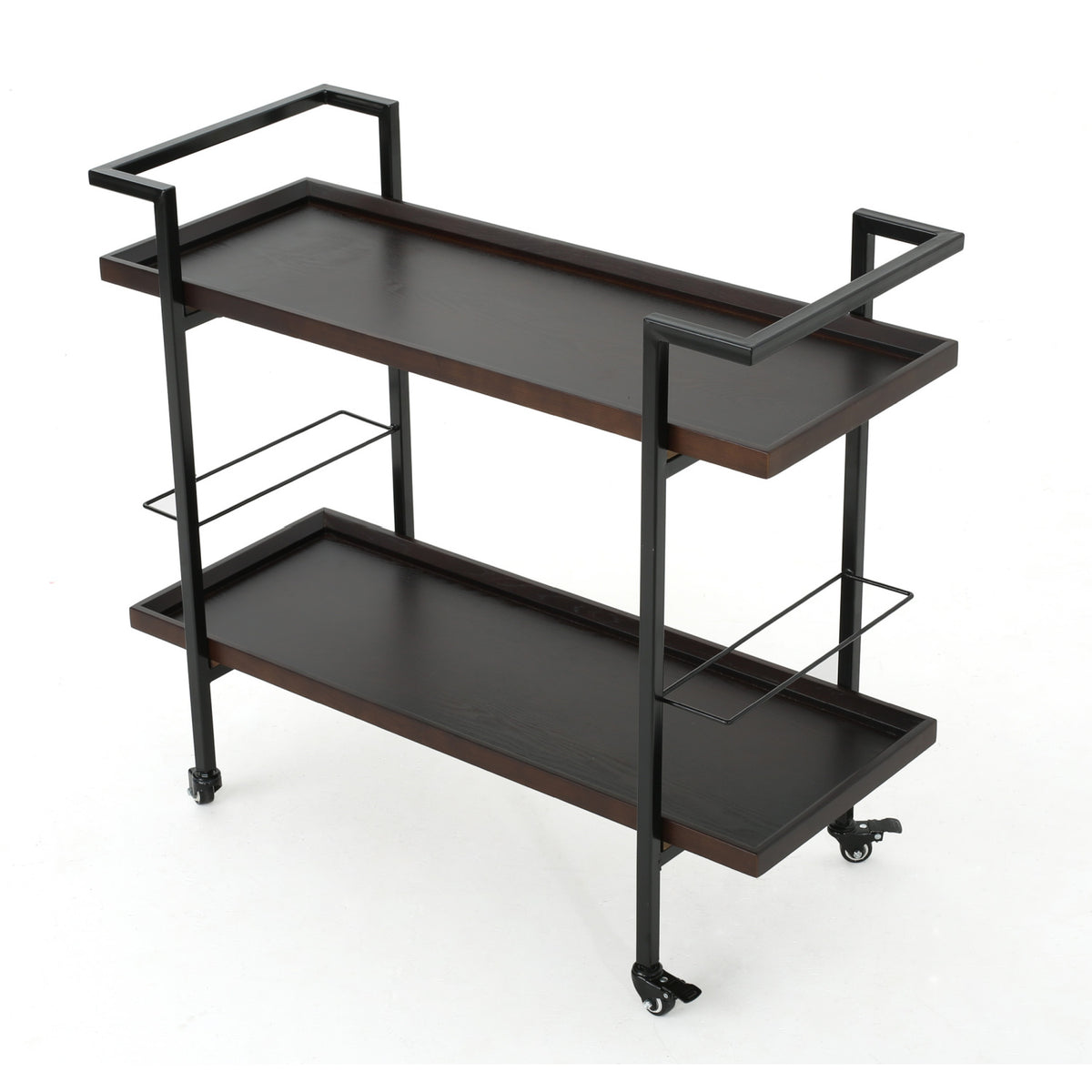 Modern Industrial Walnut Wood Bar Cart | OROA