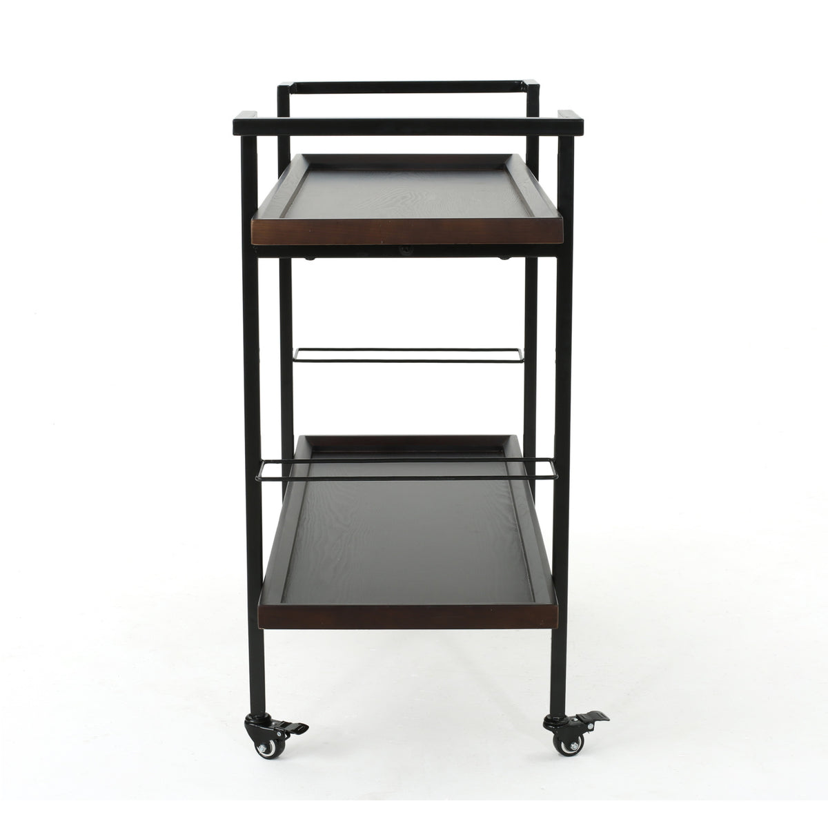 Modern Industrial Walnut Wood Bar Cart | OROA