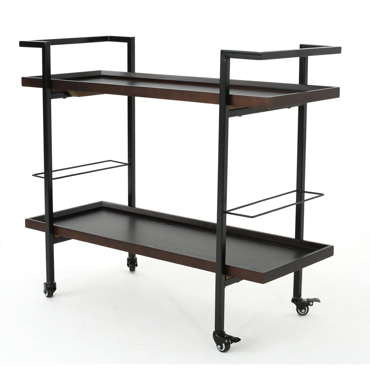 Modern Industrial Walnut Wood Bar Cart | OROA