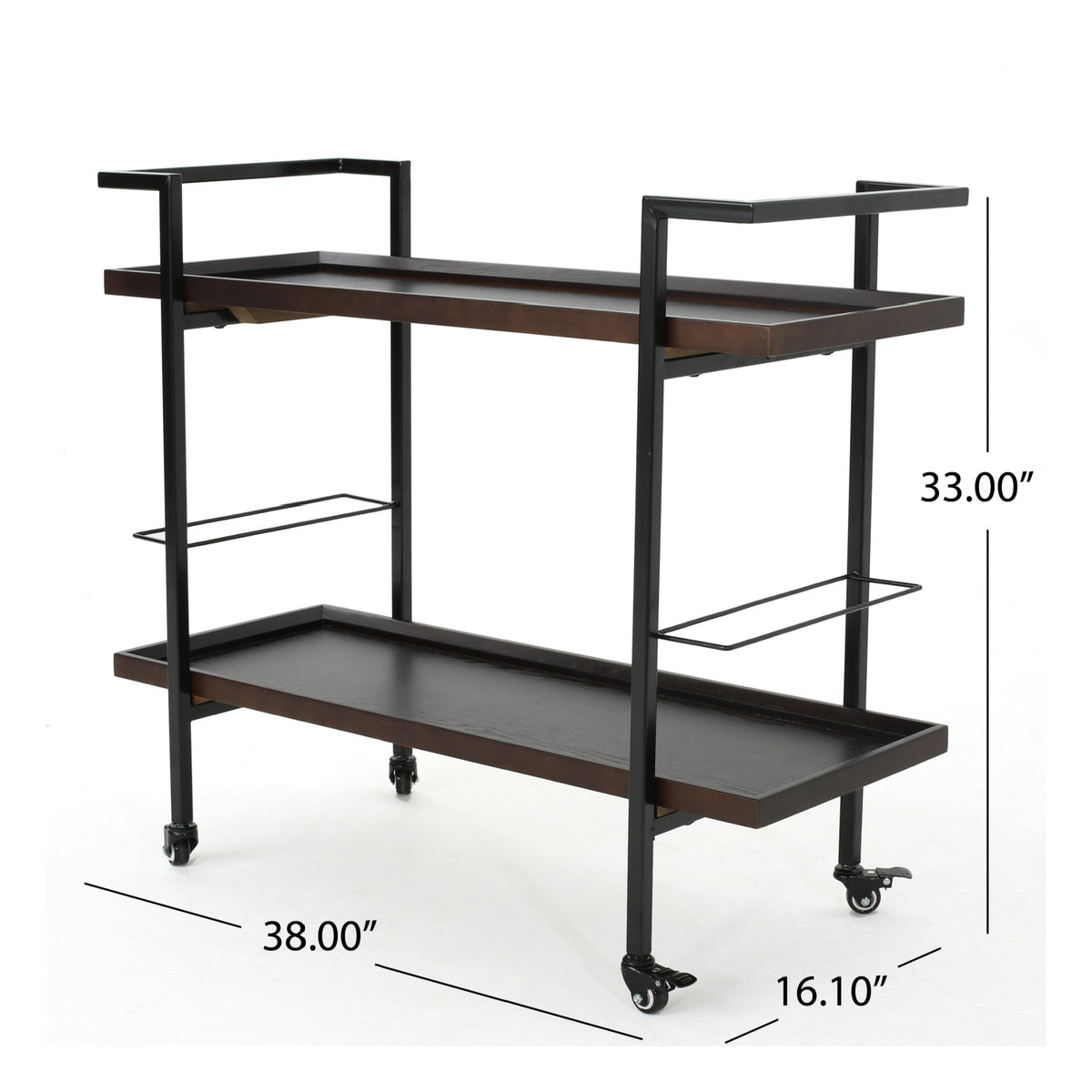 Modern Industrial Walnut Wood Bar Cart | OROA