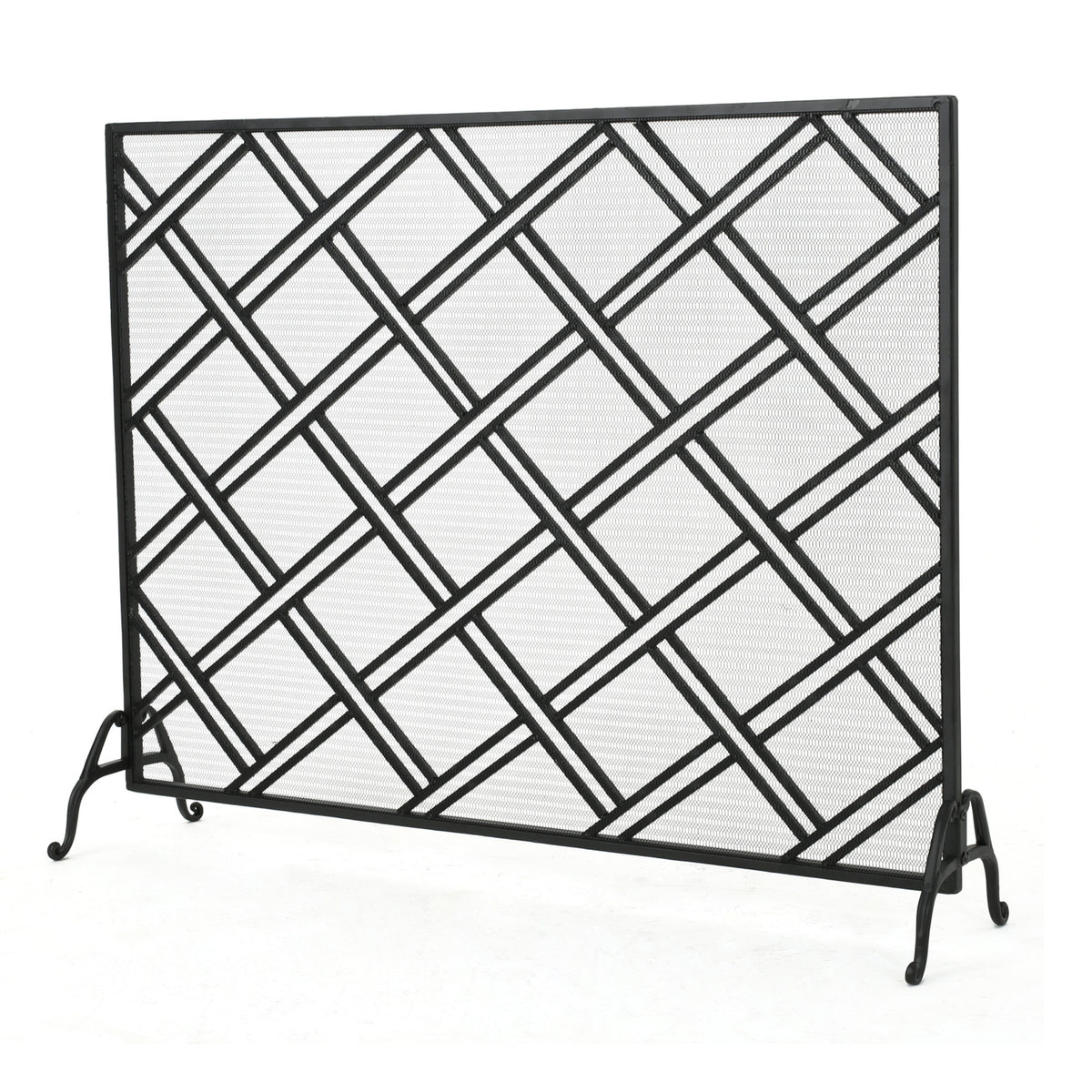 Modern European furniture - Elegant Black Iron Fireplace Fire Screen Barrier- www.oroa.com