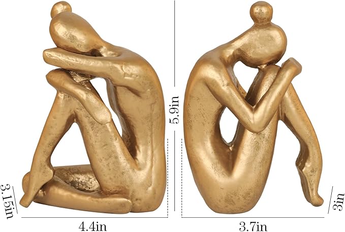 Brass-Finish Cast Iron Thinker Bookends - OROA