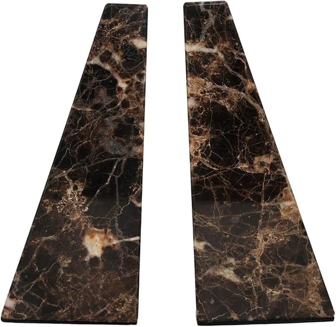 Polished Brown Marble Bookends - OROA