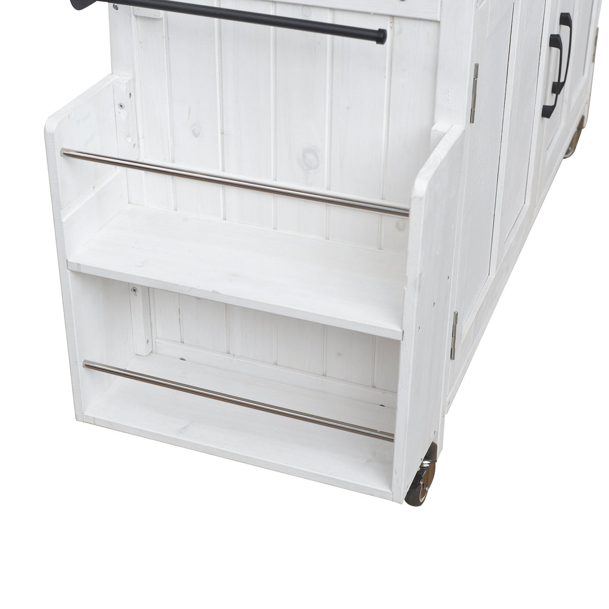 Foldable Outdoor Kitchen Island Patio Cart - White