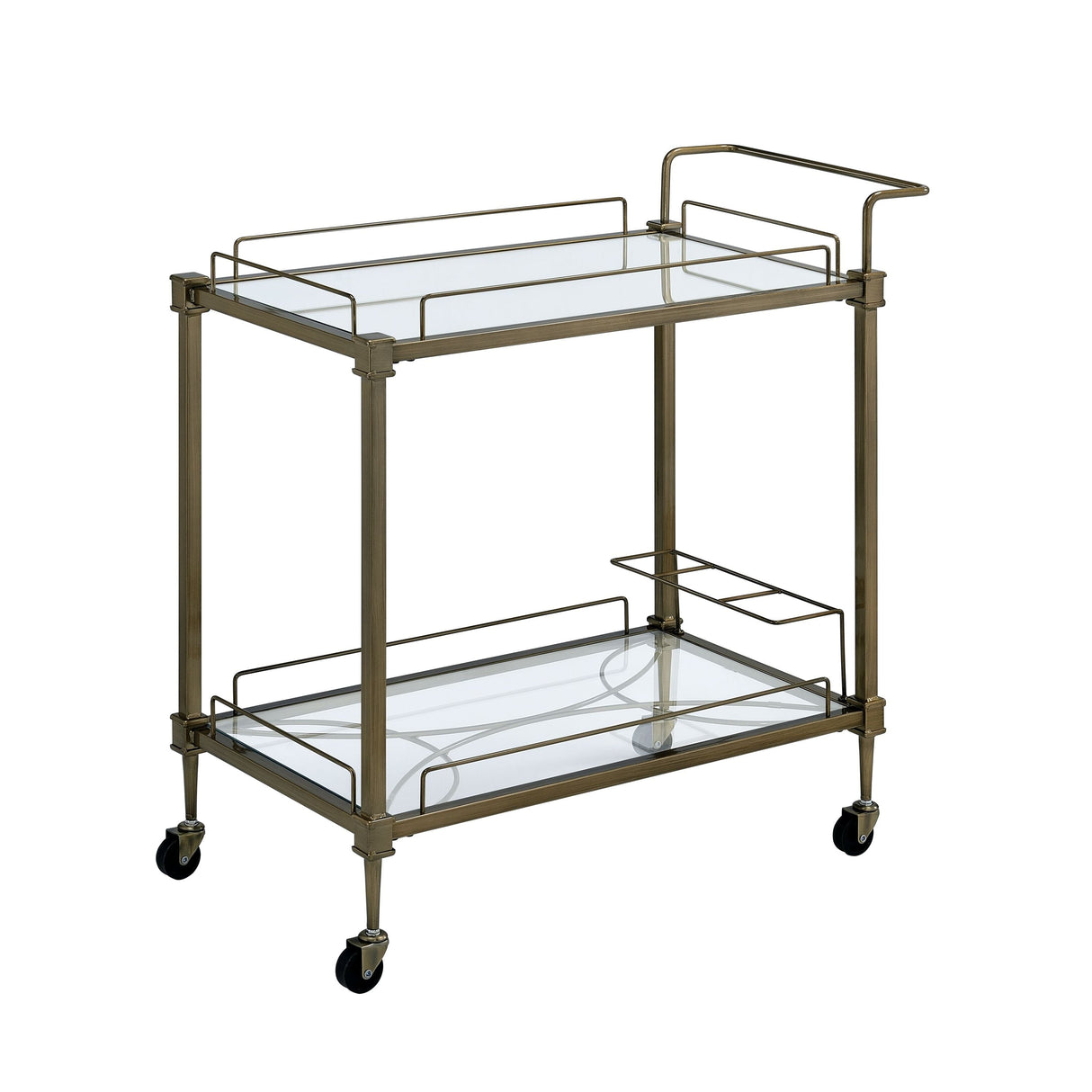 Antique Mirrored Brass Serving Cart - OROA