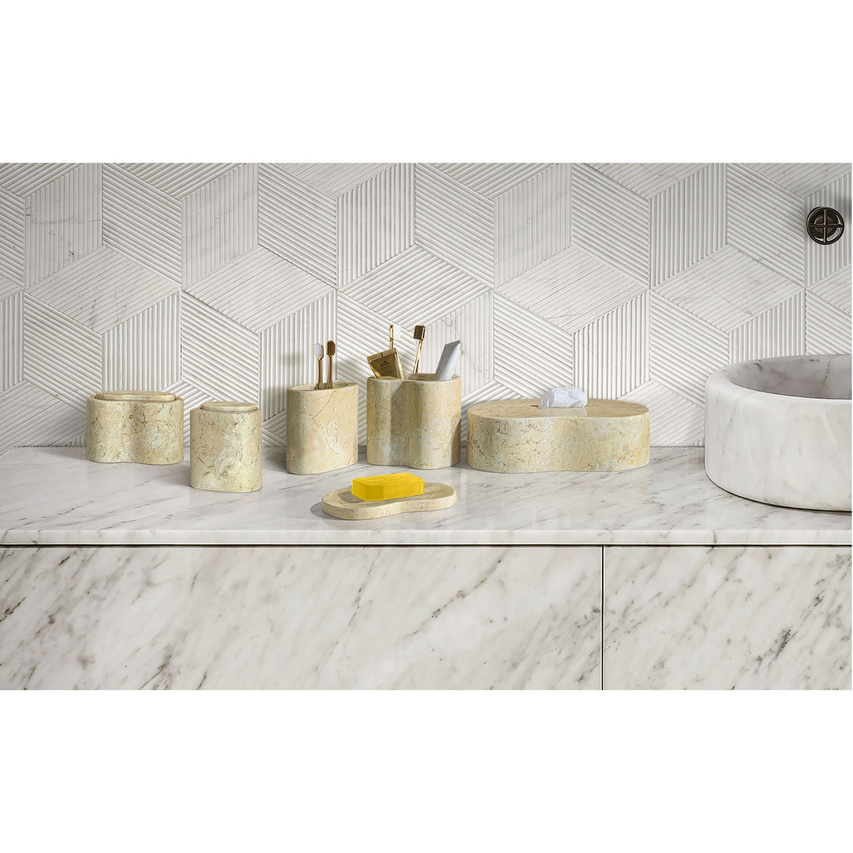 Elegant Marble Bathroom Accessories Set - OROA (S/6)