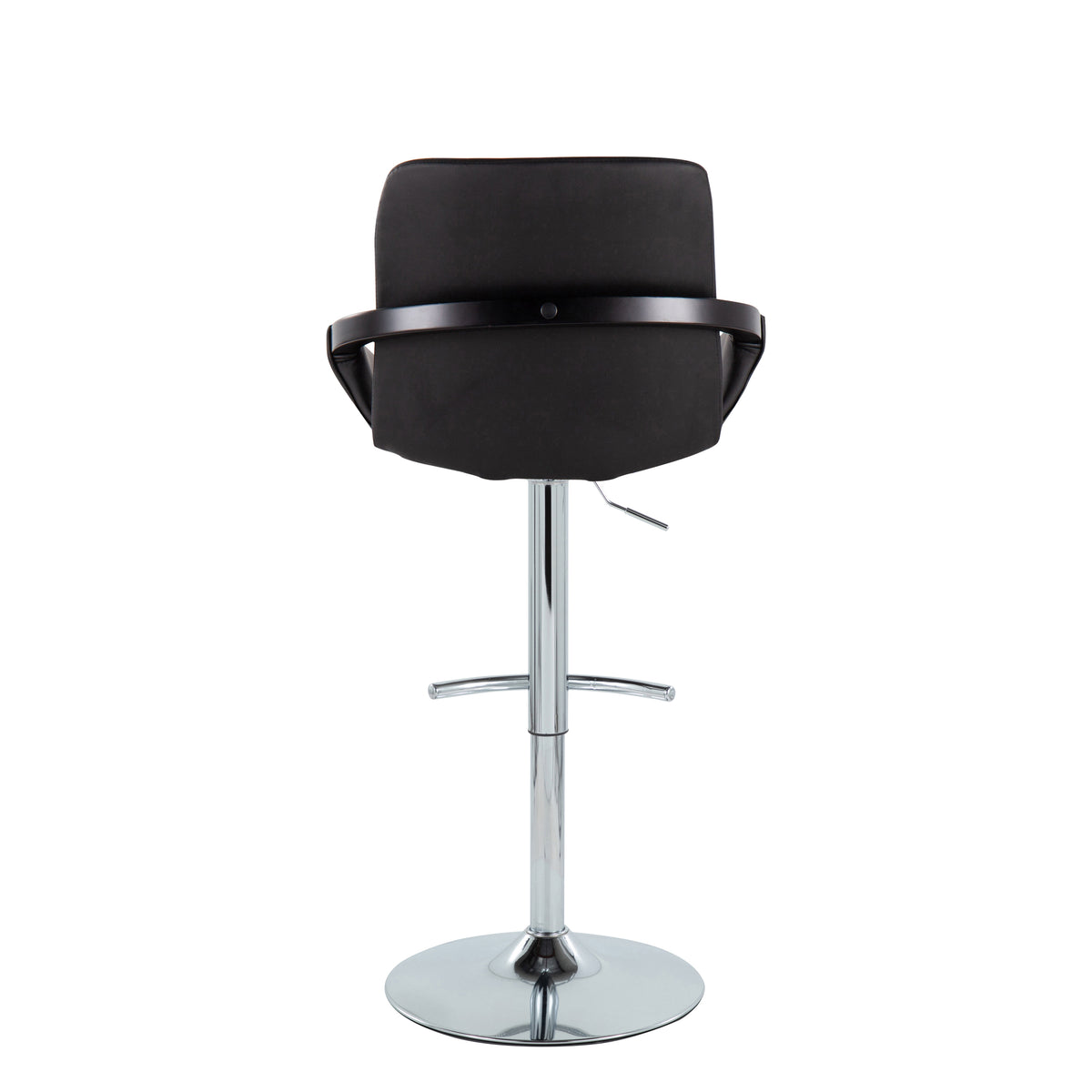 Black Faux Leather Adjustable Swivel Barstools — rear view