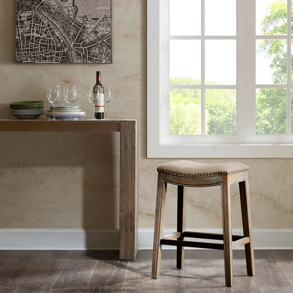 Saddle Linen Counter Stool - OROA