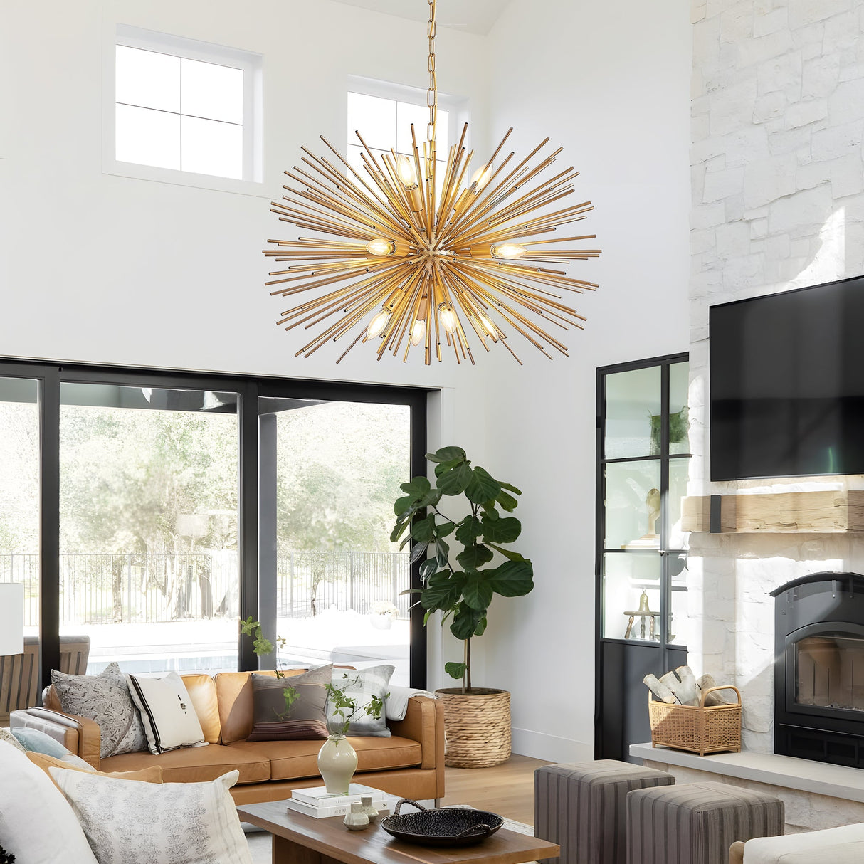 Mid-Century Modern 12-Light Starburst Chandelier - OROA