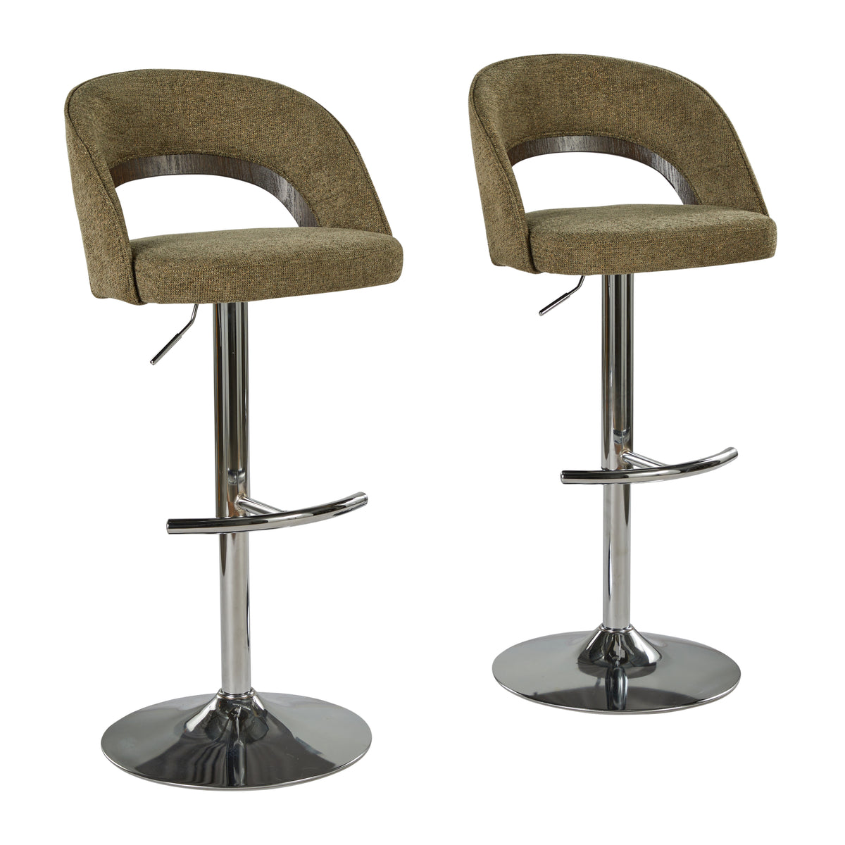 Sage Green Walnut Adjustable Swivel Bar Stools Set of 2 – OROA, view 3