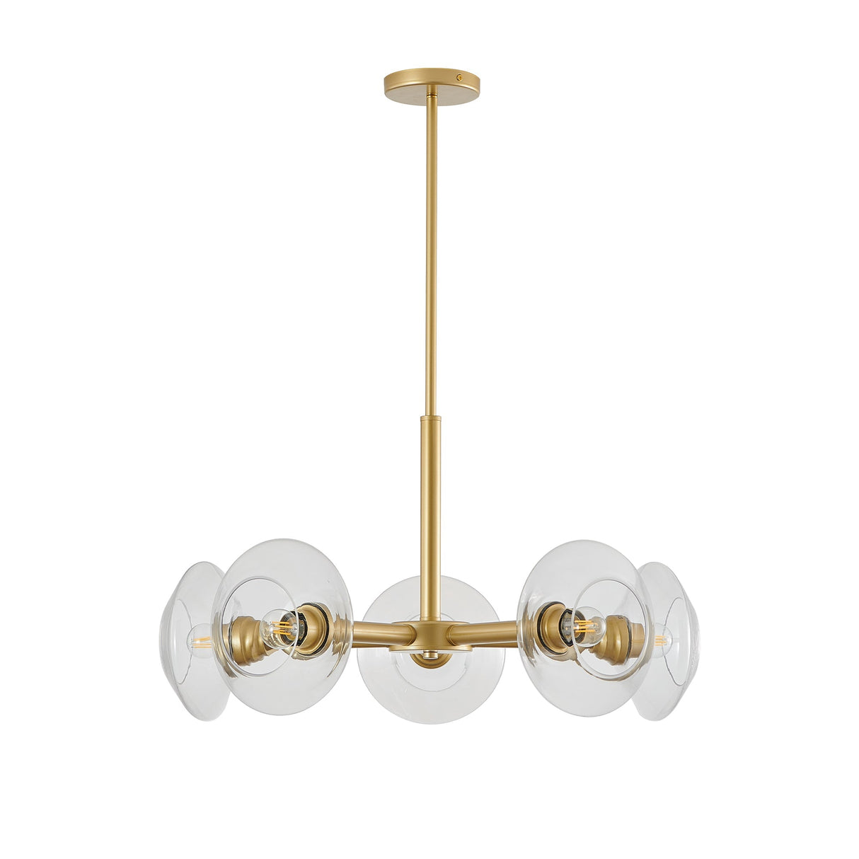 Modern Gold 5-Light Sputnik Chandelier with Clear Glass Shades