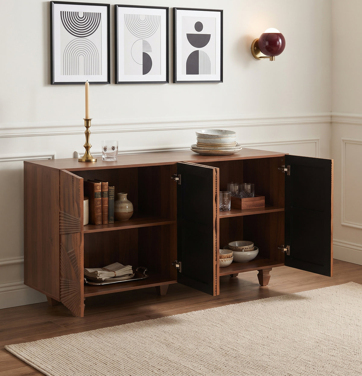 Brown Woven Pattern Sideboard 59 Inch – OROA, view 9