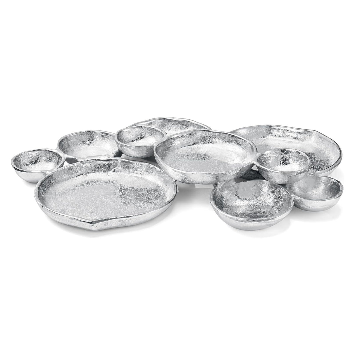 Cluster of 10 Round Serving Bowls Silver Clusters Decorative Tray