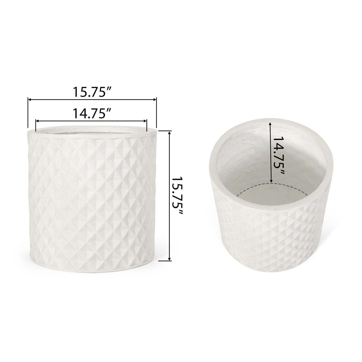 Antique White Round Planter | OROA